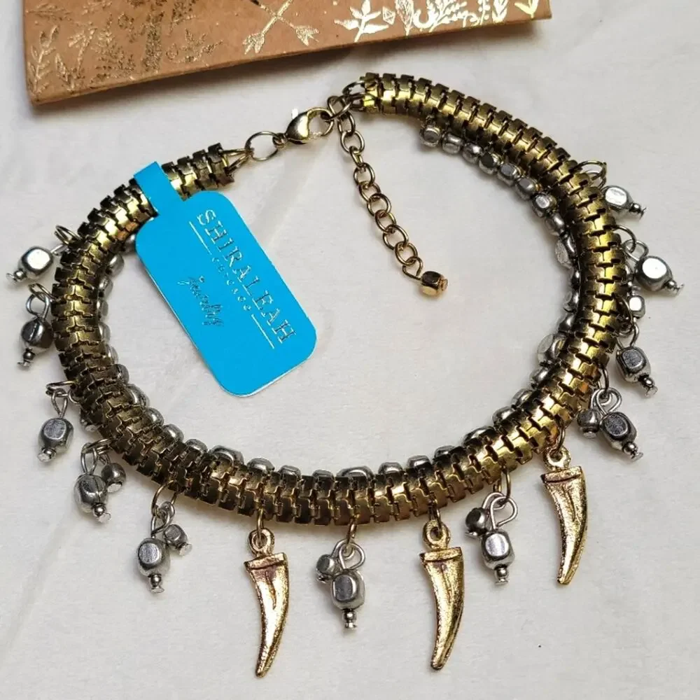NWT Shiraleah Livia Gold and Silver Dagger Anklet Ankle Bracelet - Picture 1 of 6